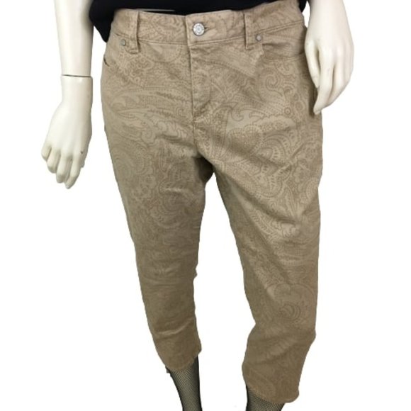 Talbots Pants Cropped Tan Paisley Pattern Size 10P SKU 000327-5 - Picture 1 of 4